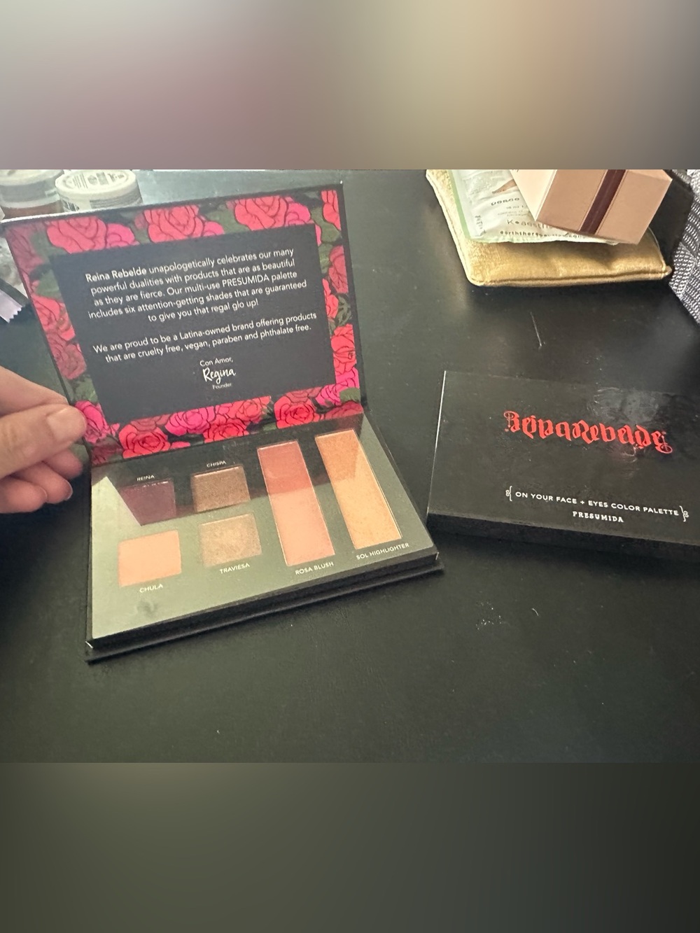Presumida Beauty Reina Rebelde Face & Eye Palette one color swabbed
